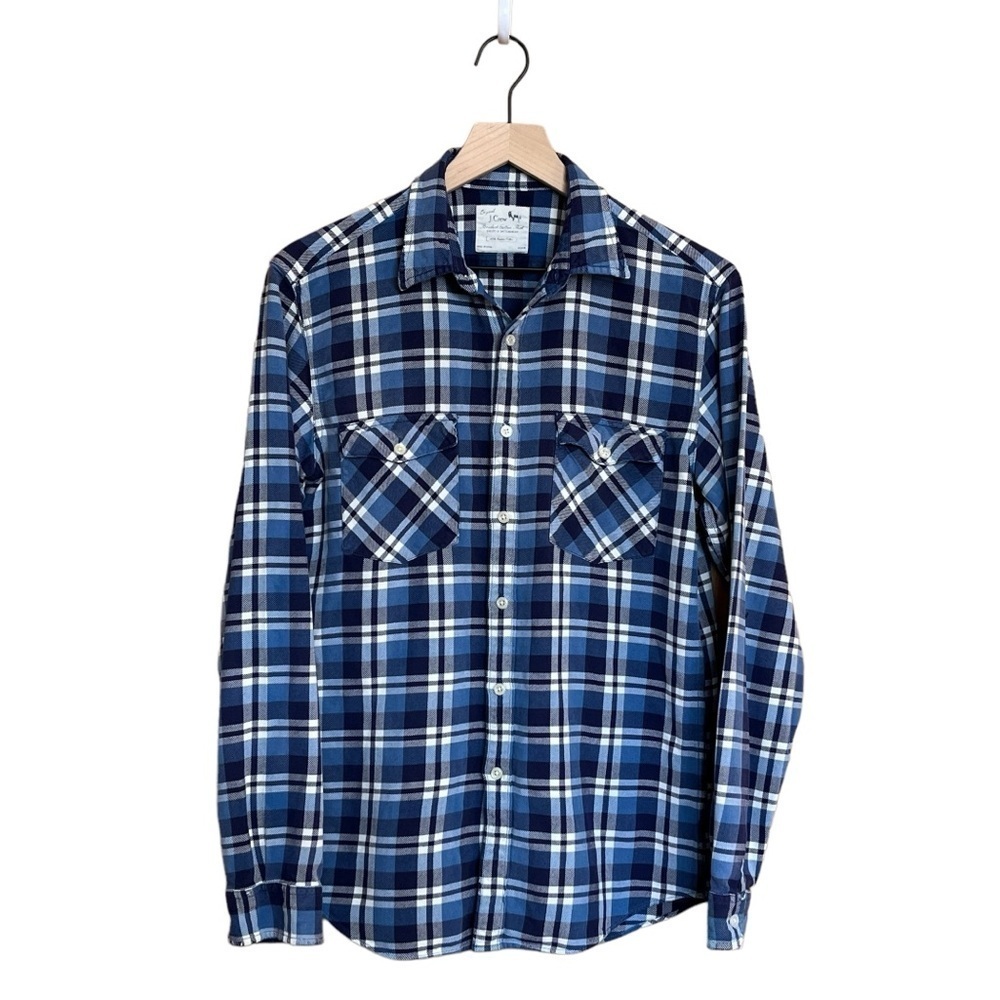 J. Crew Men’s Brushed Cotton Plaid Flannel Button Down Shirt. Blue Size M #1138